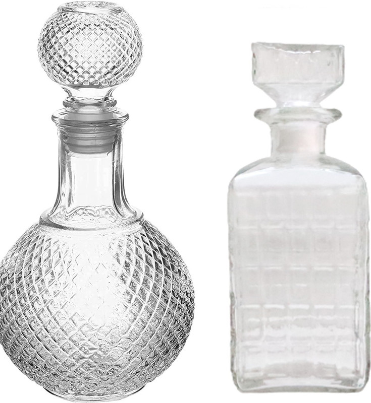 shobhana enterprises Clear Glass European Style Round Decanter with Lid drink Decanter(Glass, 1500 oz)