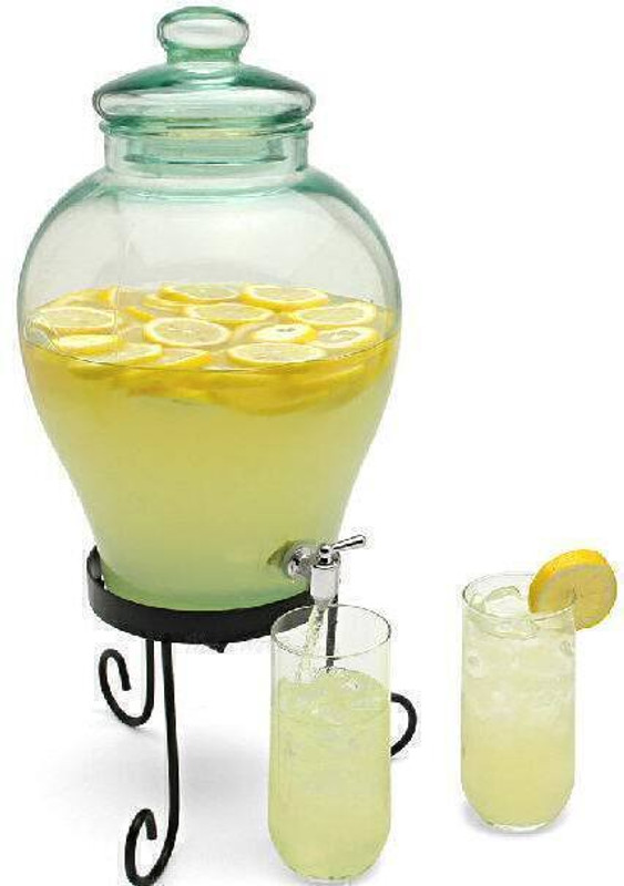PKMSHO Dispenser Mason Jar, Juice, Water dispenser 1pcs 6 L with Black Stand with tap Yas Decanter(Glass, 6 oz)