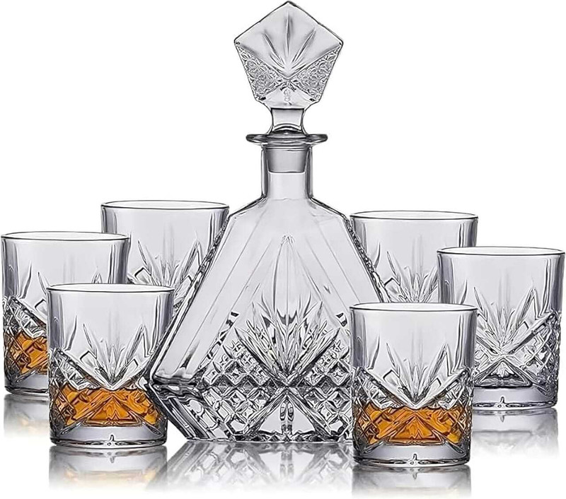 PKMSHO Crystal Clear 7 Pcs Decanter and Glass Set |1 Decanter and 6 Pcs Glass Decanter(Glass, 28 oz)