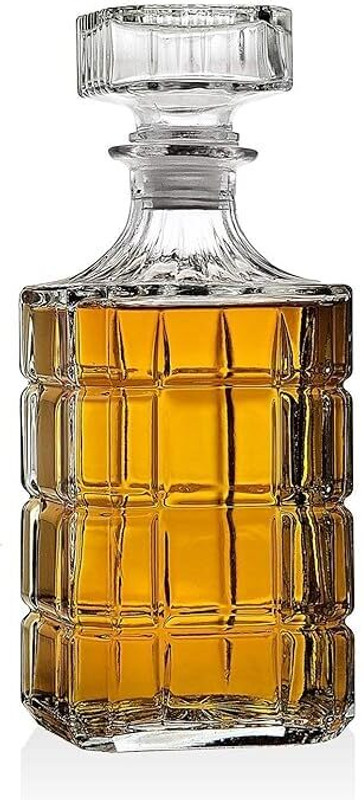 GOLDFINCH European Diamond Crystal Clear Glass Decanter(Pack of 1) Wine, Scotch, Bourbon Decanter(Glass, 33 oz)