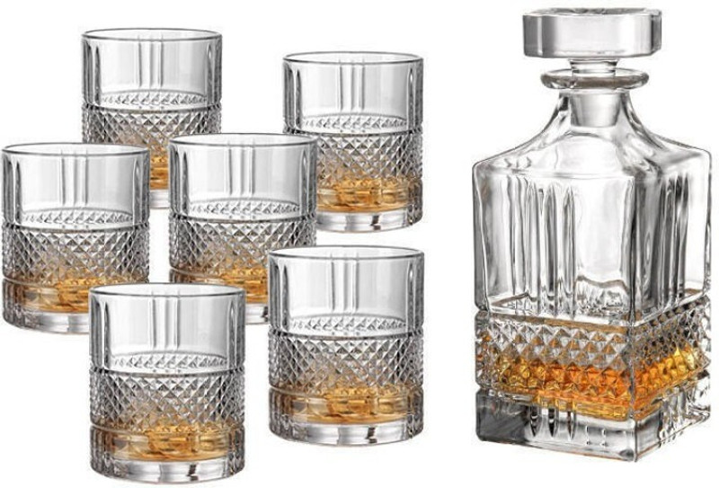 MDNSHO Opera Crystal Clear 7 Pcs Decanter & Glass Set- 1 Decanter and 6 Pcs Glass Set BAR, RESTORENT, HOME, CAR Decanter(Glass, 26 oz)