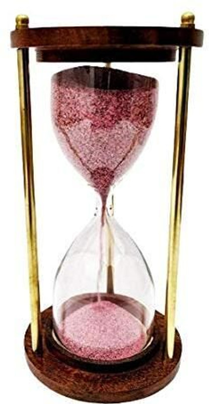 GGOLAG Wooden And Brass Sand Timer Hour Glass Sandglass Clock decor Decanter(Wood, Glass, 12 oz)
