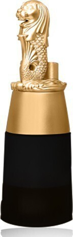 Barraid Singapore Lion Golden Round Shape with Black Jar Liquor Dispenser 500 ML Capacity Decanter(Glass, Plastic, 16 oz)