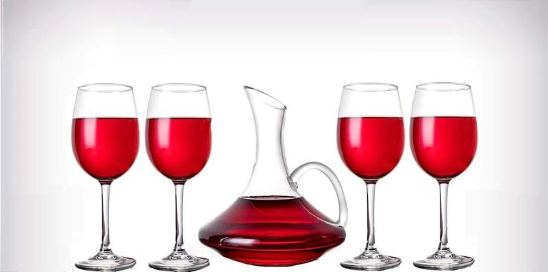 MDNSHO Glass oval Decanter 1500ml & 4 glass Glass 350 ml Storage Container for Liquor wine glass, whiskey glass, decanter Decanter(Glass, 50.72 oz)
