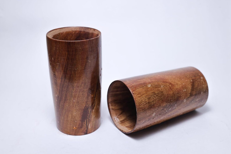 ANTLANTIC CREATIO Wooden Glasses for Drinking Multipurpose Tumbler Set of 2 Glass for Juice Decanter(Wood, 200 oz)