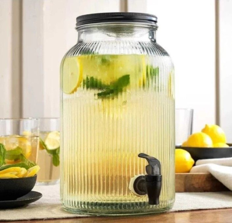 PKMSHO Glass Beverage Dispenser with Spigot/tap for Infused Wa5.5L Decanter(Glass, Borosilicate Glass, 5.5 oz)