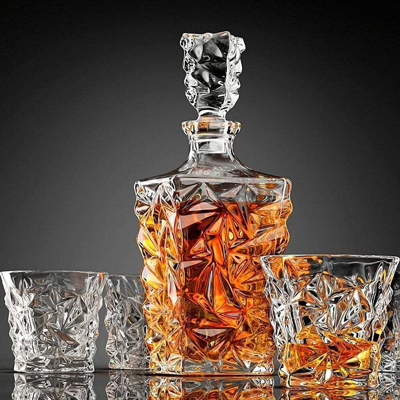 CQZ Italian Style Crystal 7pcs Set Imported 1 Decanter with 6 pic Whiskey Glass Decanter(Glass, 24 oz)