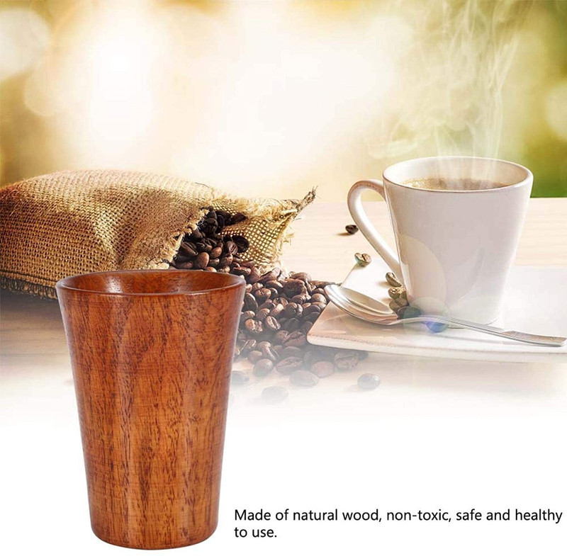 ANTLANTIC CREATIO Wooden Water Glass, Handmades Natural Tea Drinking Beer Coffee Cup Decanter(Wood, 1 oz)