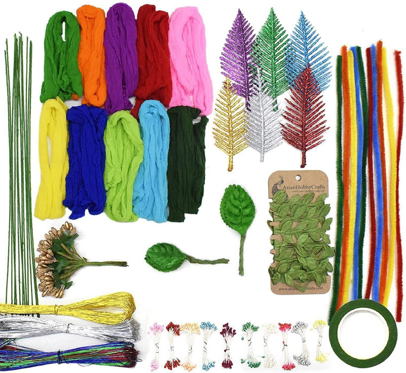ASIAN HOBBY CRAFTS Multicolor Stocking Flower Making Kit — DIY craft kit for beginners, kids & adults