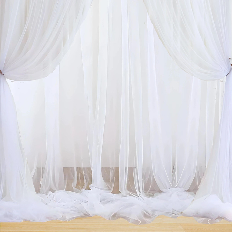 1iAM 4 Pieces White Decoration Net for Birthday, Anniversary, Photoshoot, Wedding, Romantic Dinner, Valentine's Day