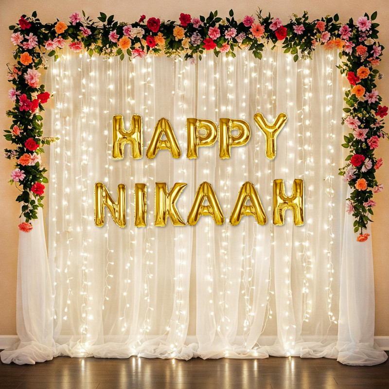 specialyou.in Golden Nikaah Ceremony Decoration, Happy Nikaah, Wedding Backdrop Decoration