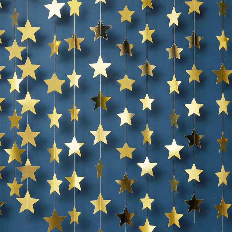 DASIA Golden Star Bunting for Decoration, Wall Hanging Stars for Birthday Party Decoration