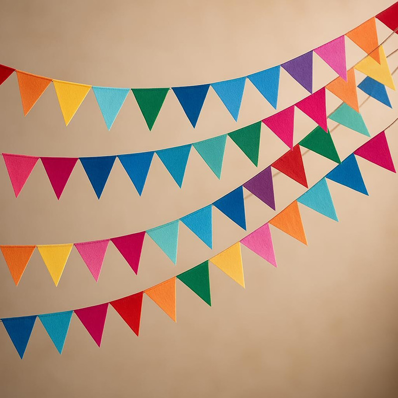 Untumble Multicolor Paper Pennant Banner Bunting, Triangle Flags for Party Festival Decorations 10ft