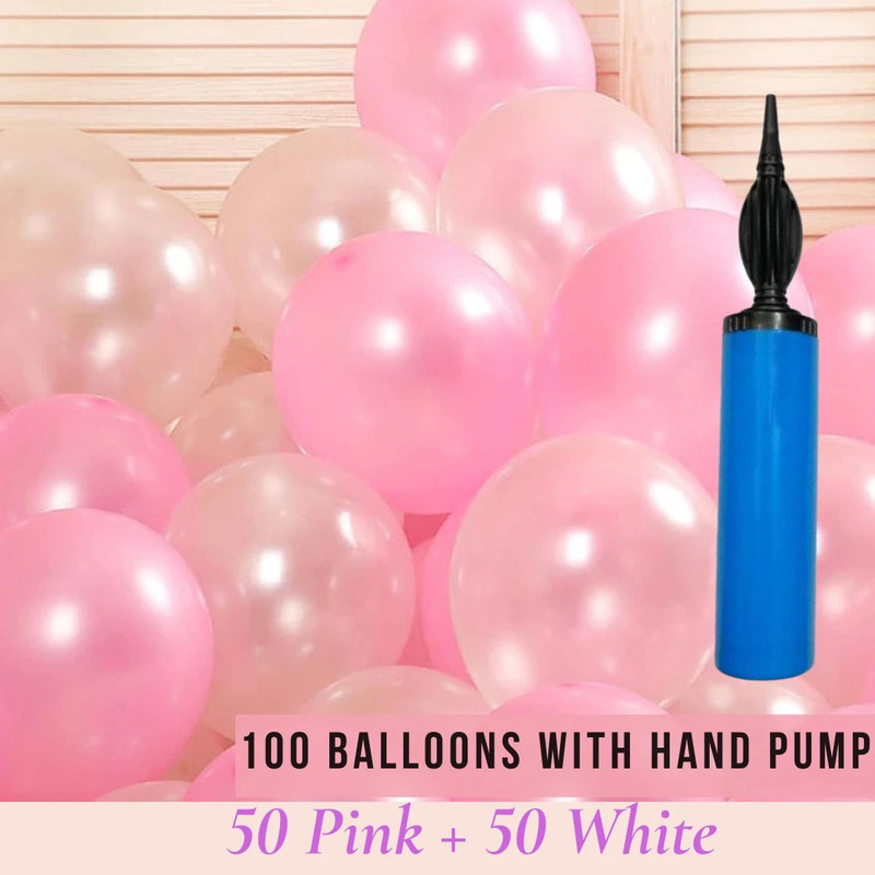 1iAM Pink, White 100 pcs Birthday Decoration Combo