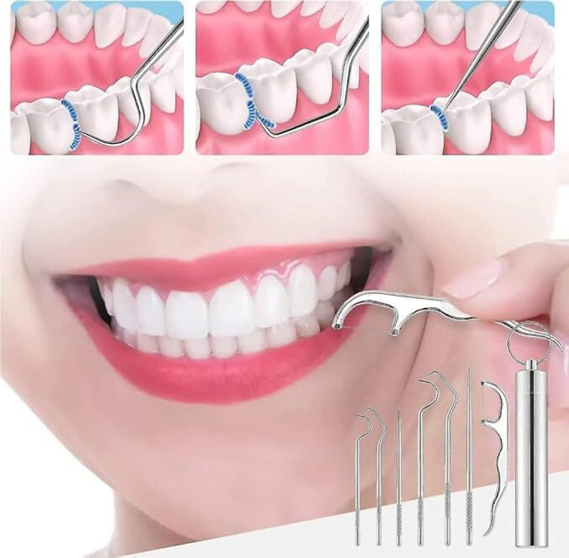 PRIDHURCREATION Stainless Steel Teeth Cleaning Tool Kit Oral Dental Tooth(8 cm)