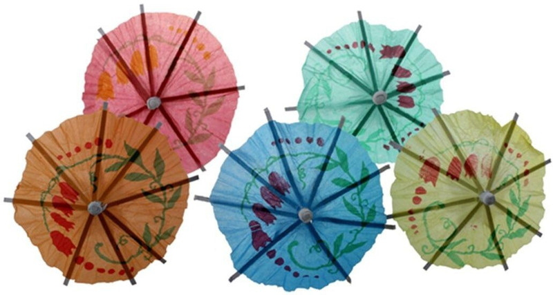 JAMBOREE Mixed Color Mini Umbrellas Parasol Snack Cocktail Party Pick Decoration Bar Cocktail Decor Wooden Handle Small Umbrellas(Pack of 80)