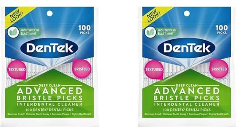 DenTek Deep Clean Bristle Picks Two Packs of 100 Each(Pack of 2)