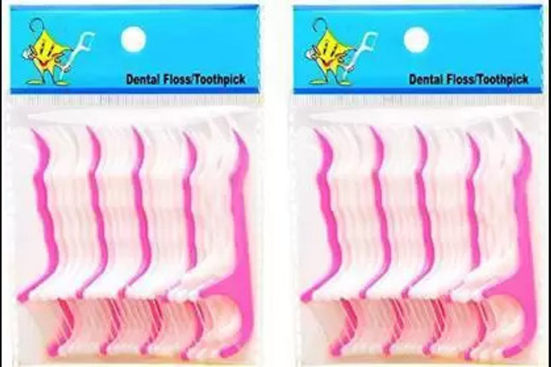 THEODORE Dental Floss Tooth Pick for Teeth Cleaner Floss Thread Plastic (white)(7.6 cm, Pack of 50)