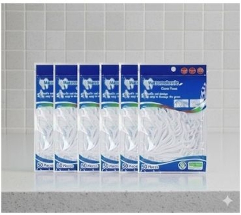 BEAUTYBRIGHT Dental Floss Picks for Tooth Cleaning Fresh Toothpick Cleaners(300PCS)-PND-424(7 cm, Pack of 6)