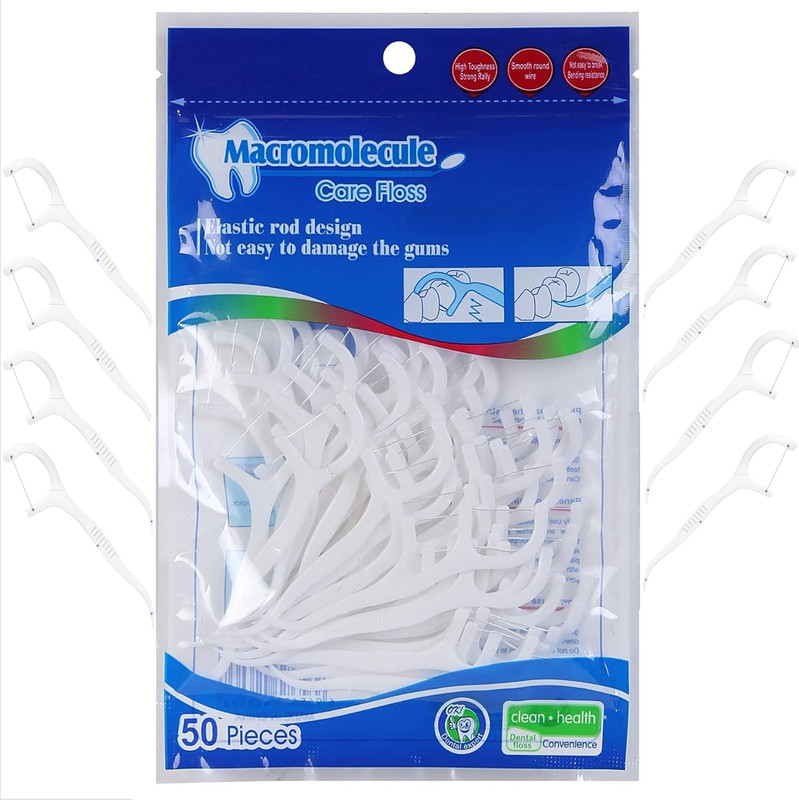 Deal Nut Tooth Cleaning Dental Floss Toothpicks Cleaner, Dental Floss Picks, Teeth Stick(10 cm, Pack of 50)