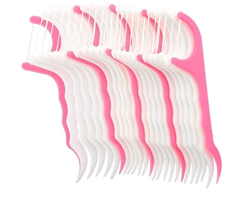 STAR CAVES Dental Floss Tooth Pick for Teeth Cleaner Floss Thread Plastic Mouth Care Tooth Pick pack of 4 = 100(Pack of 4)