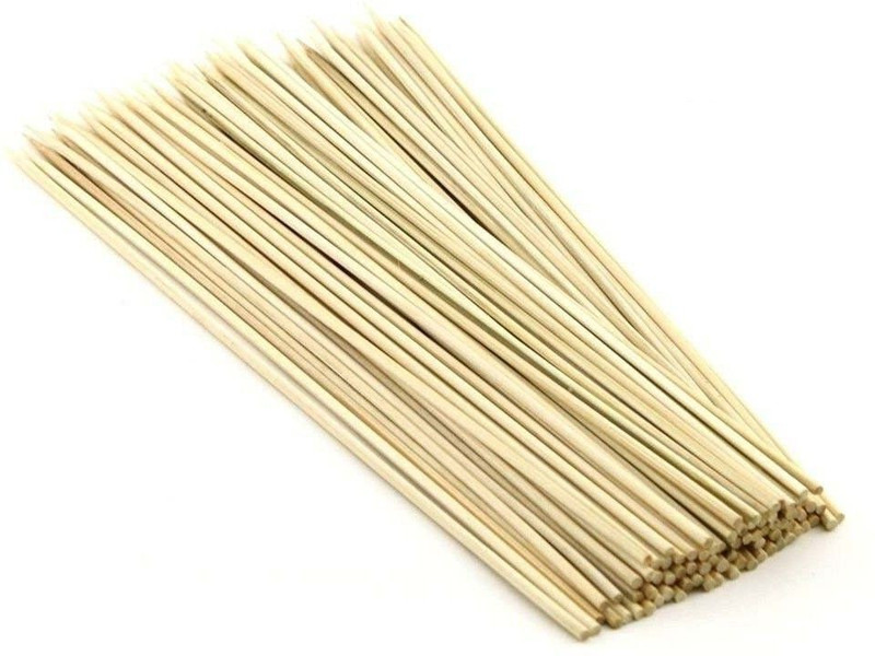 Yutiriti 6 Inches (Set of 100pc) Bamboo BBQ party sticks / Fruit skewer / kabab Skewer / Long BBQ Toothpicks(Pack of 100)