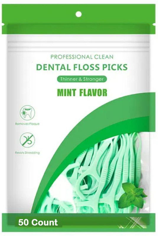 SK RAYAN 3 in 1 Dental Floss Picks 100 Pcs Mint flavored flosser with tongue cleaner(0.5 cm, Pack of 100)