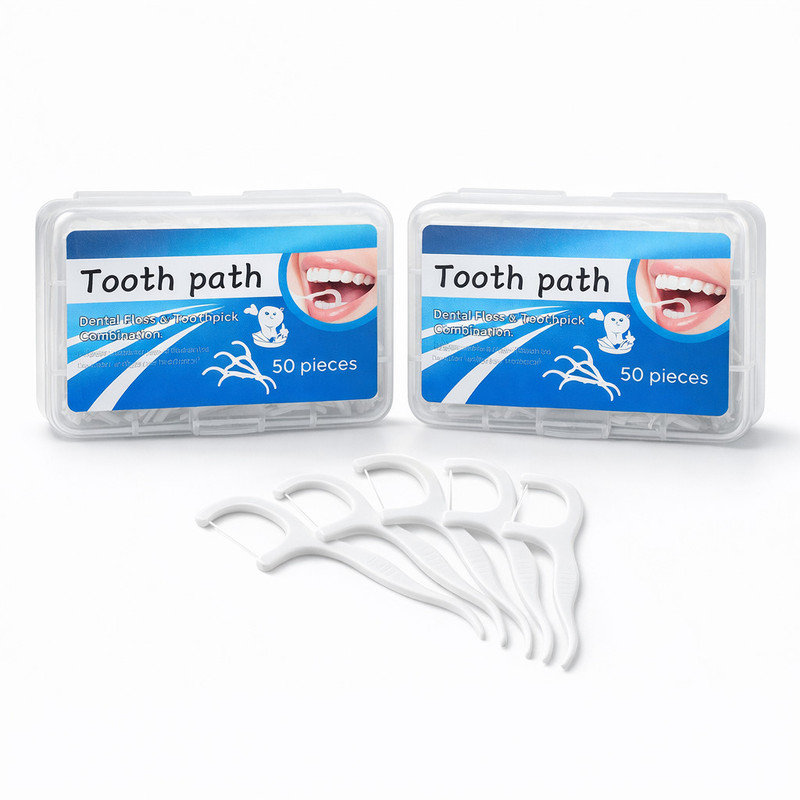 HANORA 50pc FlossyFresh Dental Floss Picks for Tooth Cleaning Fresh Dental Floss(Pack of 50)