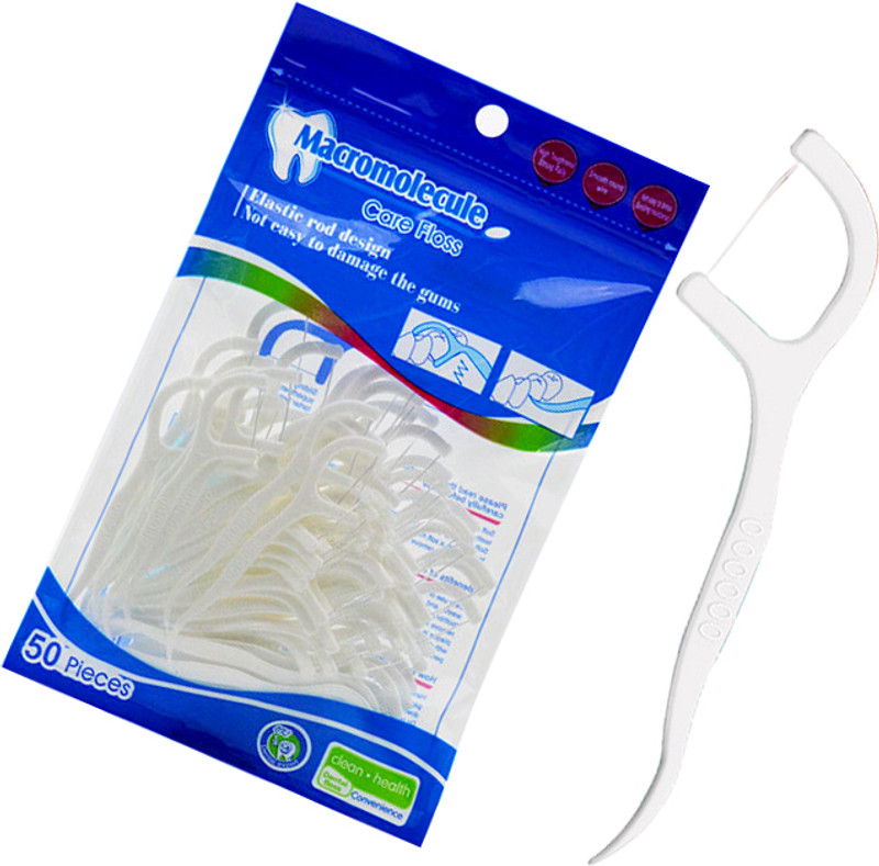 MobFest ® Eco-friendly 3 in 1 Dental Floss Toothpick Sticks for Oral Hygiene Care.(Pack of 50)