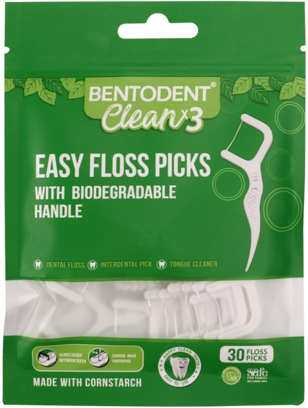 bentodent Easy Floss Picks Triple Cleaning action for Plaque removal and Healthy Gums(Pack of 30)