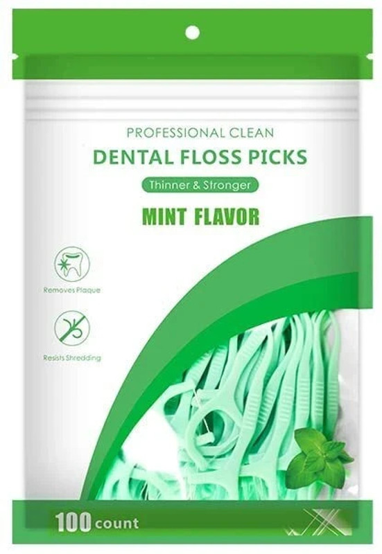 FRIEDERICH Dental Floss Tooth Pick for Teeth Cleaner Floss Thread Plastic(Pack of 100)