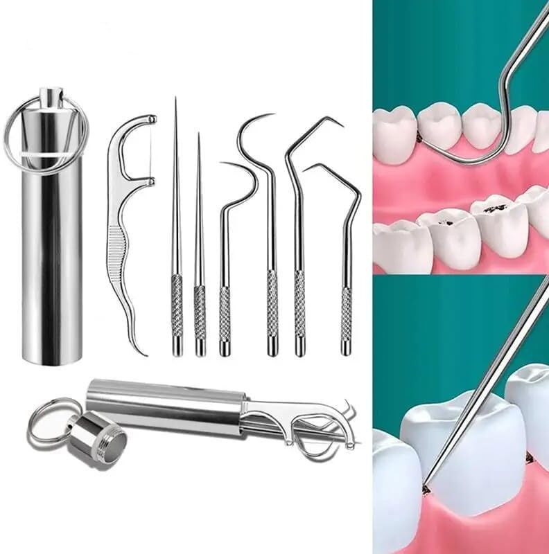 AVALENT 7 in 1 Steel Made Tooth Cleaning Set(6 cm, Pack of 7)
