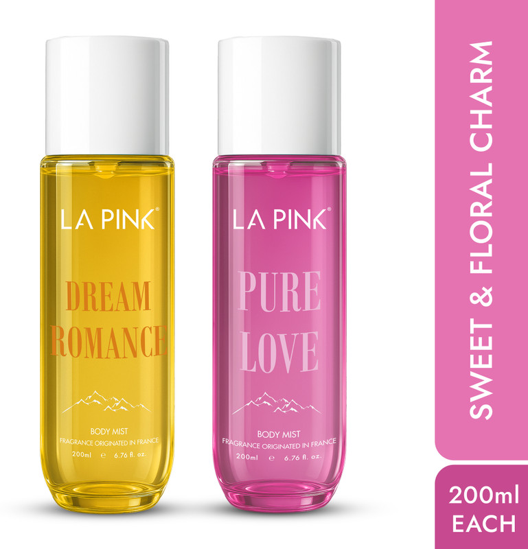 La Pink Perfume Body Mist Aqua Spell & Pure Love Long Lasting - 200ml Each Body Mist  -  For Men & Women(200 ml, Pack of 2)