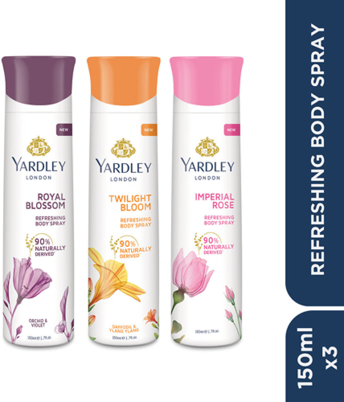 Yardley London Body Spray Tripack Body Spray  -  For Women(450 ml, Pack of 3)