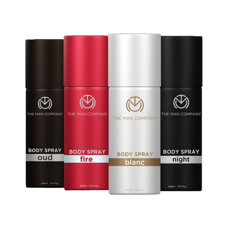THE MAN COMPANY Blanc, Fire, Night & Oud Deodorant Set | Long-Lasting Freshness Deodorant Spray  -  For Men & Women(600 ml, Pack of 4)