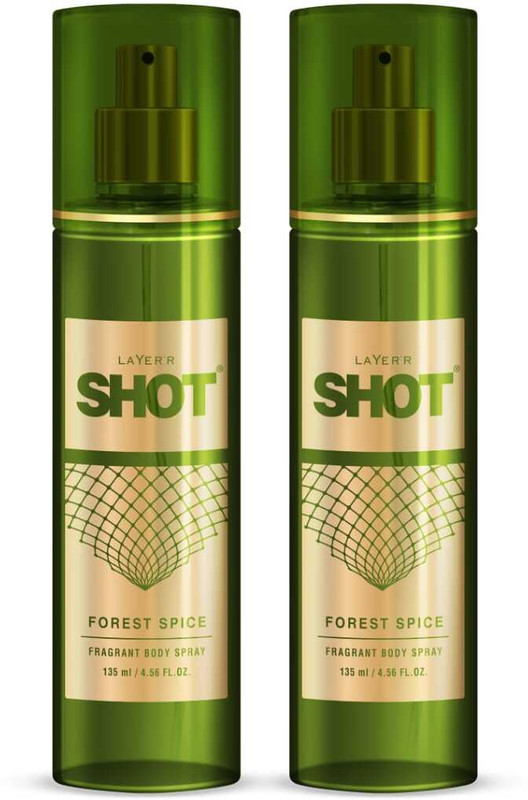 LAYER'R Shot Forest Spice Long Lasting Fragrance Body Spray (135 ml each) Body Spray - For Men(270 ml, Pack of 2)