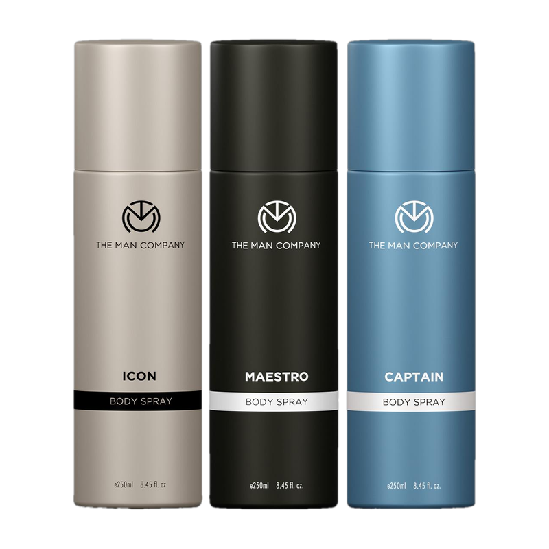THE MAN COMPANY Captain, Maestro and Icon 3 x 250ml | Long-Lasting Deodorant Body Spray Deodorant Spray  -  For Men(750 ml, Pack of 3)