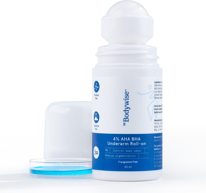 Bodywise 4% AHA BHA | Reduces Pigmentation & Odour | Fragrance Free Underarm Deodorant Roll-on - For Women(50 ml)