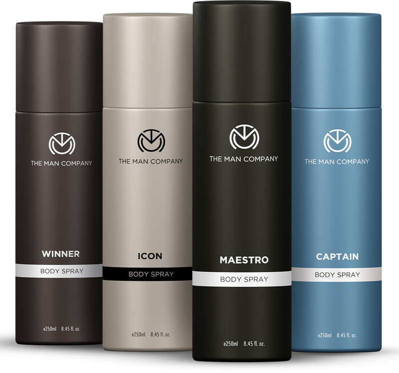 THE MAN COMPANY Captain, Maestro, Icon and Winner 4 x 250ml | Long-Lasting Deodorant Body Spray Deodorant Spray  -  For Men(1000 ml, Pack of 4)