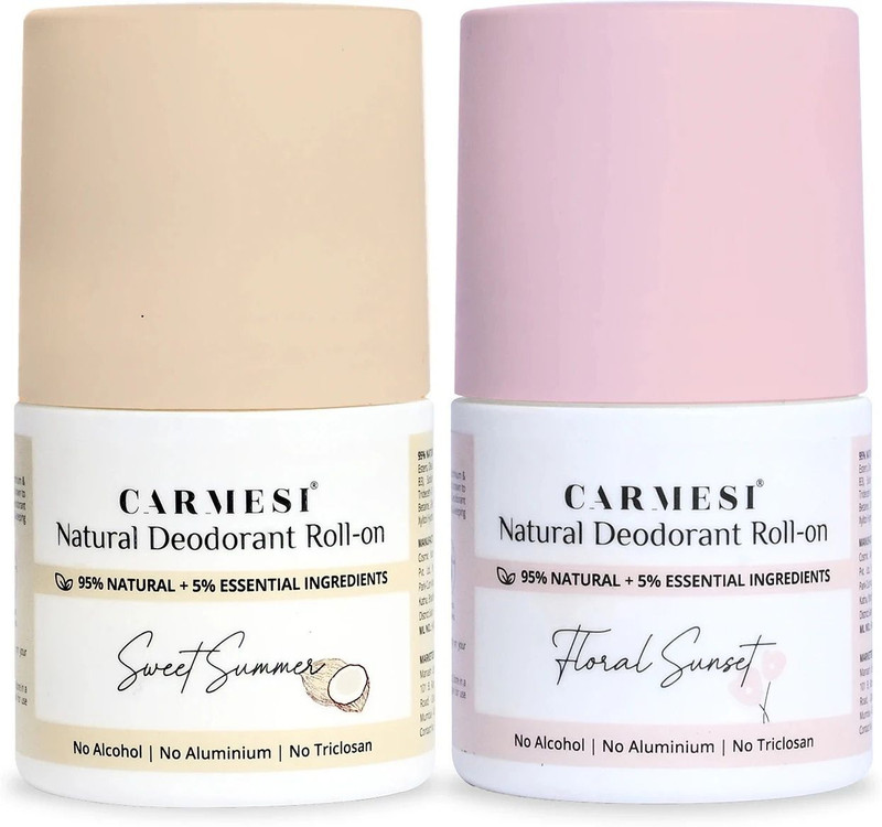 Carmesi Combo of 2 Fragrances - Sweet Summer & Floral Sunset | Natural Underarm Deodorant Roll-on - For Women(50 ml, Pack of 2)