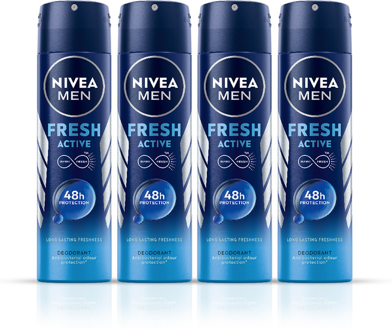 NIVEA Fresh Active Long Lasting Anti-Perspirant Deodorant Spray - For Men Pack of 4 Deodorant Spray  -  For Men(600 ml, Pack of 4)