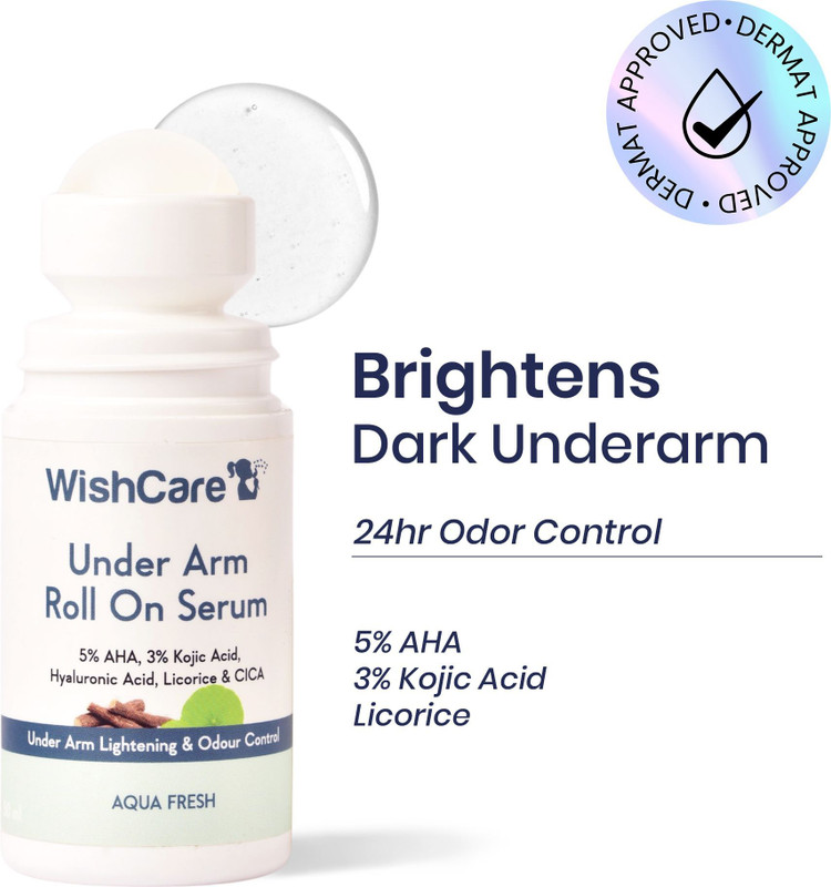 WishCare Underarm Roll On For Pigmentation & Odour Control | 5% AHA 3% Kojic Acid Deodorant Roll-on - For Men & Women(50 ml)