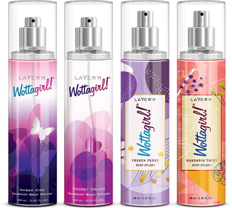LAYER'R Wottagirl Body Splash Combo Pack of 4 - For Women (240ml, Pack of 4) Body Spray - For Women(240 ml, Pack of 4)