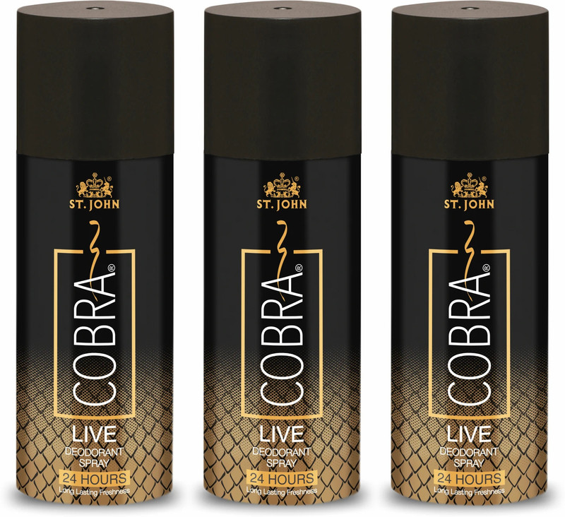 ST.JOHN Cobra Live Long Lasting Deodorant Spray150ml Each Deodorant Spray - For Men & Women(150 ml, Pack of 3)