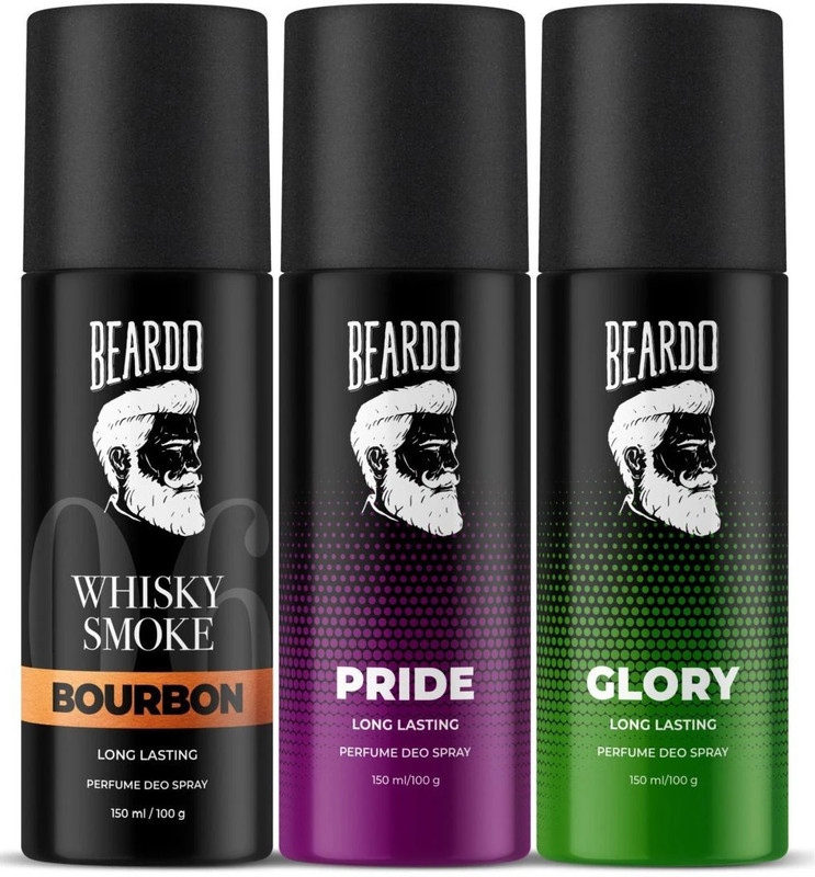 BEARDO Whisky Smoke Bourbon, Pride & Glory Body Spray | Long Lasting Deo Deodorant Deodorant Spray  -  For Men(450 ml, Pack of 3)