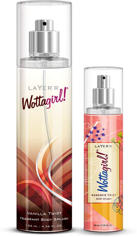 LAYER'R Wottagirl Vanilla Twist 135ml + Mandarin Twist 60ml Body Spray - For Women(195 ml, Pack of 2)