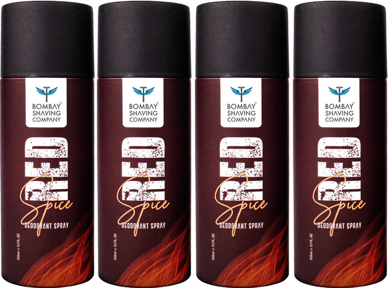 BOMBAY SHAVING COMPANY Red Spice 150ml x 4 Combo | Deodorant Spray  -  For Men(600 ml, Pack of 4)
