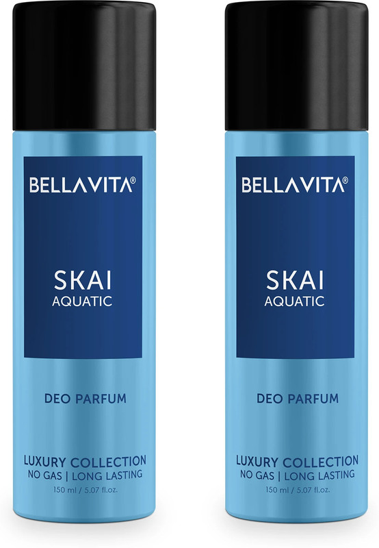 BELLAVITA SKAI Aquatic Body Parfum Deo Combo, Long Lasting Premium Fragrance (Pack of 2) Deodorant Spray  -  For Men(300 ml, Pack of 2)