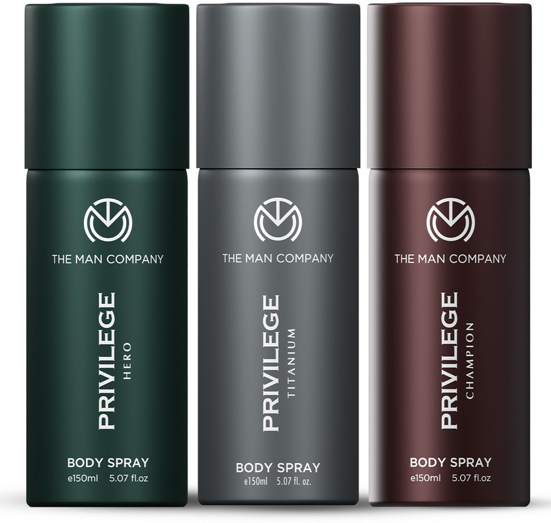 THE MAN COMPANY Privilege Hero, Titanium & Champion | Long-Lasting Deodorant Spray  -  For Men(450 ml, Pack of 3)