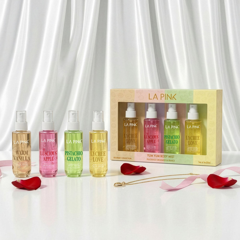 La Pink Body Mist Perfume Gourmet Gift Set for Christmas Long Lasting (4 x 50ml) Body Mist  -  For Men & Women(200 ml, Pack of 4)